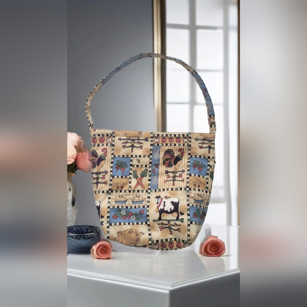 Heartland Farm Country Patchwork Mini Tote Bag